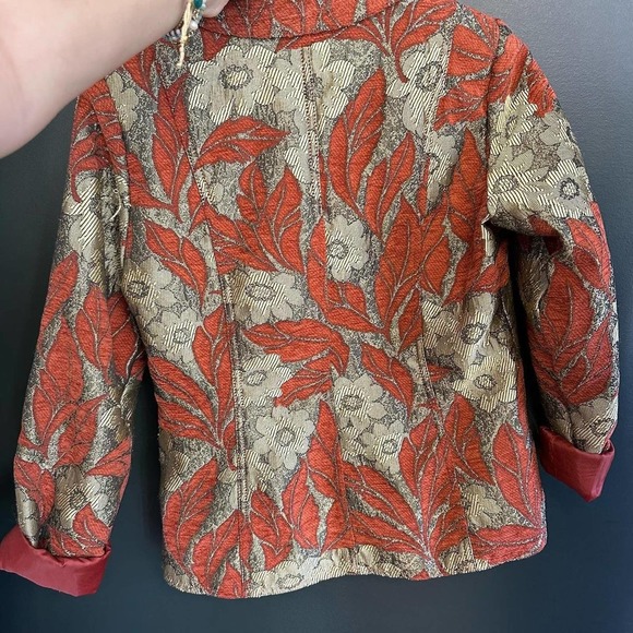 Epic vintage orange gold jacquard blazer - Picture 7 of 7